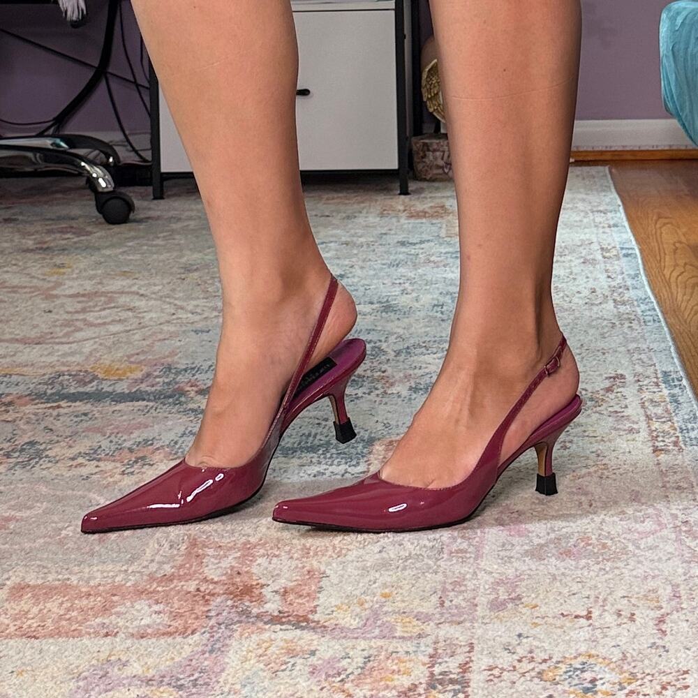 Vintage Y2K pink leather slingback heels